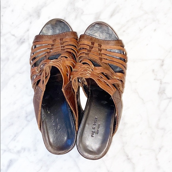 Rag & Bone “Berkane” Brown Wedge Sandals Size 6 - Picture 4 of 7